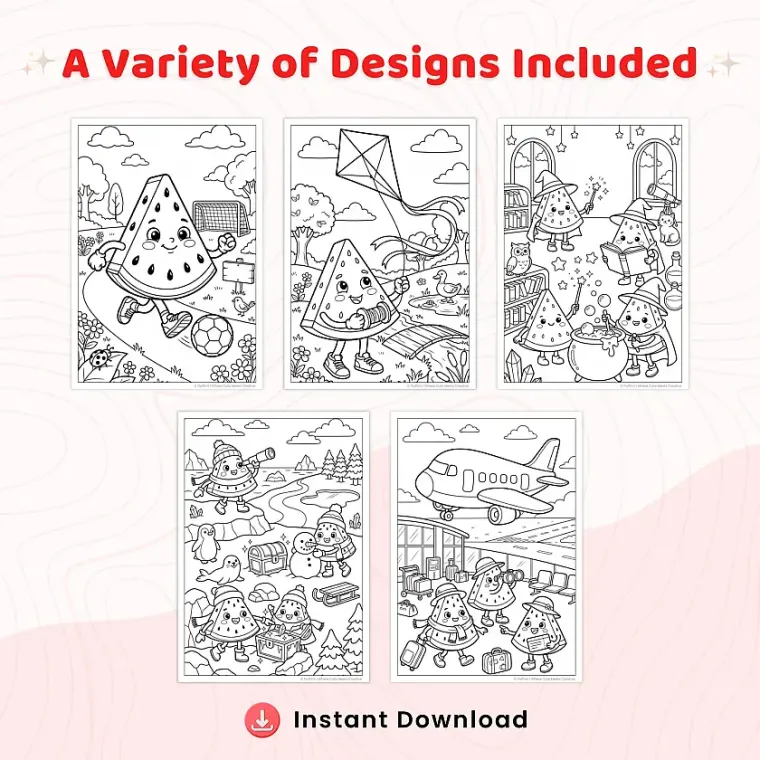 Freebie Watermelon Coloring Pages