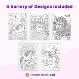 45+ Unicorn Coloring Pages Bundle – Fantasy Unicorns, Magical Castles & Enchanted Nature Scenes