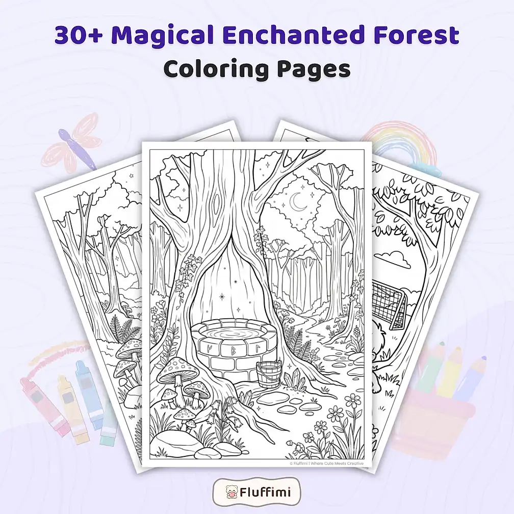Freebie Magical Enchanted Forest Coloring Pages