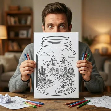 25+ Peaceful Jar Relaxing Scenes Coloring Pages – Miniature World Adult Coloring Book