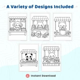 30+ Cute Animal Market Coloring Pages – Kawaii Shop, Bakery & Farmers Market Scenes