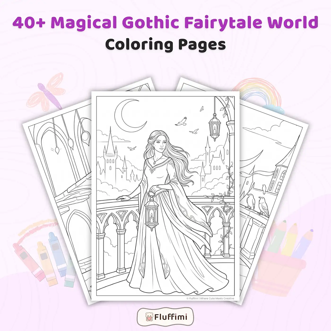 40+ Magical Gothic Fairytale Coloring Pages – Dark Fantasy Kingdoms, Enchanted Castles & Victorian Worlds
