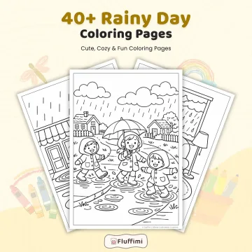 40+ Rainy Day Coloring Pages for Kids, Cozy Weather and Umbrella Coloring Sheets