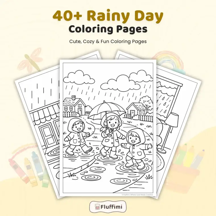 40+ Rainy Day Coloring Pages for Kids, Cozy Weather and Umbrella Coloring Sheets
