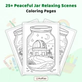 Freebie Peaceful Jar Relaxing Scenes Coloring Pages