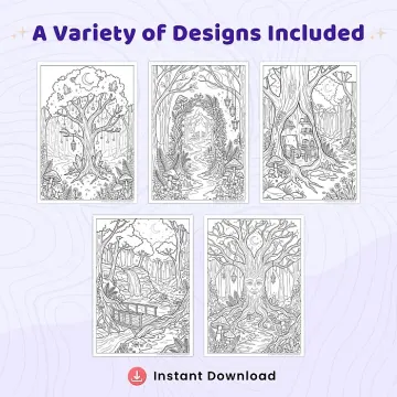 30+Magical Enchanted Forest Coloring Pages – Fantasy Woodland Designs for Adults & Teens