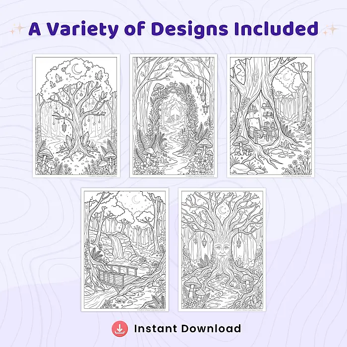30+Magical Enchanted Forest Coloring Pages – Fantasy Woodland Designs for Adults & Teens