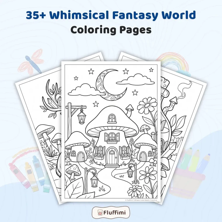 Freebie Whimsical Fantasy World Coloring Pages