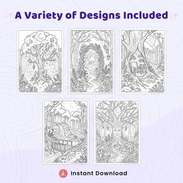Freebie Magical Enchanted Forest Coloring Pages