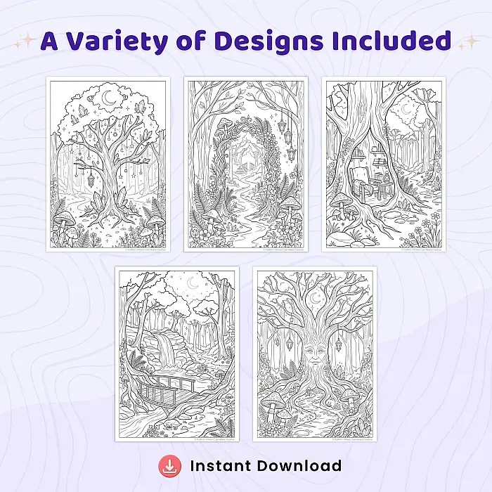 Freebie Magical Enchanted Forest Coloring Pages
