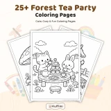 30+ Forest Tea Party Coloring Pages – Woodland Animal Tea Time & Kawaii Garden Party Scenes