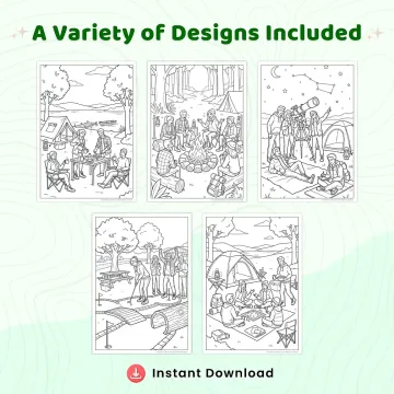 Freebie Camping Fun Coloring Pages for Adults