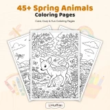 50+ Spring Animals Coloring Pages for Kids – Cute Baby Animals, Farm & Woodland Nature Scenes