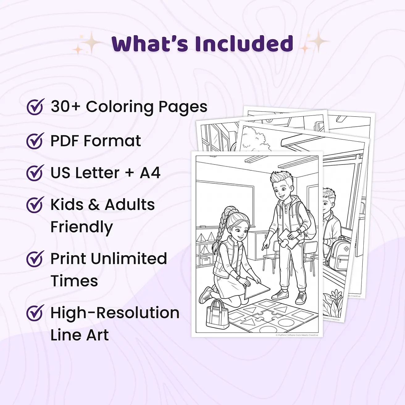 Free School Fashion Coloring Pages Printable for Teens & Adults