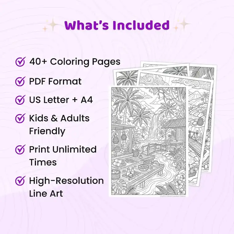Freebie Tropical Hawaii Coloring Pages