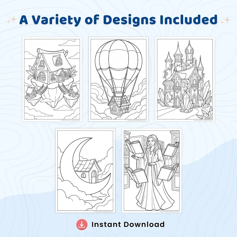 Freebie Whimsical Fantasy World Coloring Pages