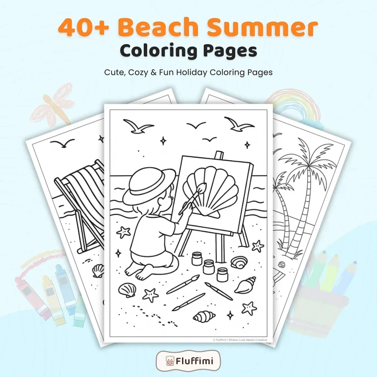 40+ Beach Summer Coloring Pages Printable PDF for Kids & Adults