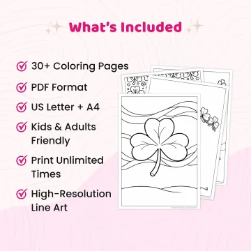 30+ Shamrock Coloring Pages – Lucky Four Leaf Clover & St. Patrick’s Day Coloring Sheets