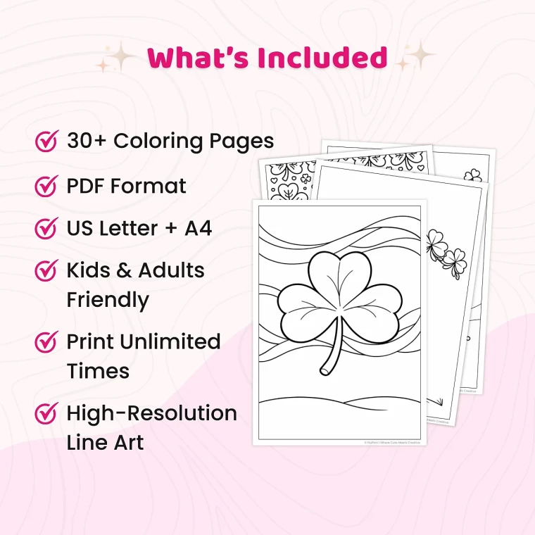 30+ Shamrock Coloring Pages – Lucky Four Leaf Clover & St. Patrick’s Day Coloring Sheets