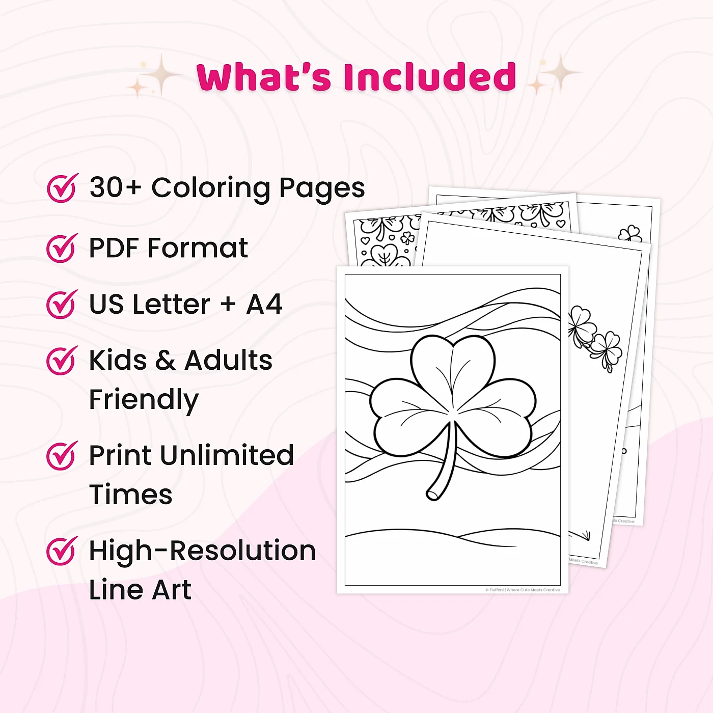 30+ Shamrock Coloring Pages – Lucky Four Leaf Clover & St. Patrick’s Day Coloring Sheets