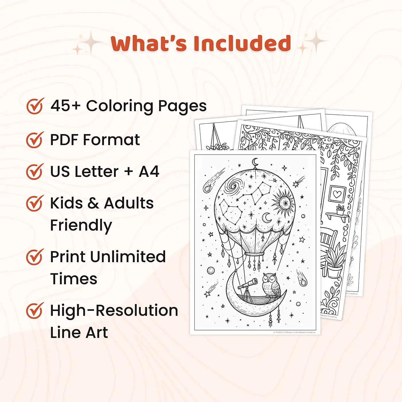 45+ Aesthetic Coloring Pages Bundle – 45+ Cozy Fantasy Rooms & Whimsical Home Scenes