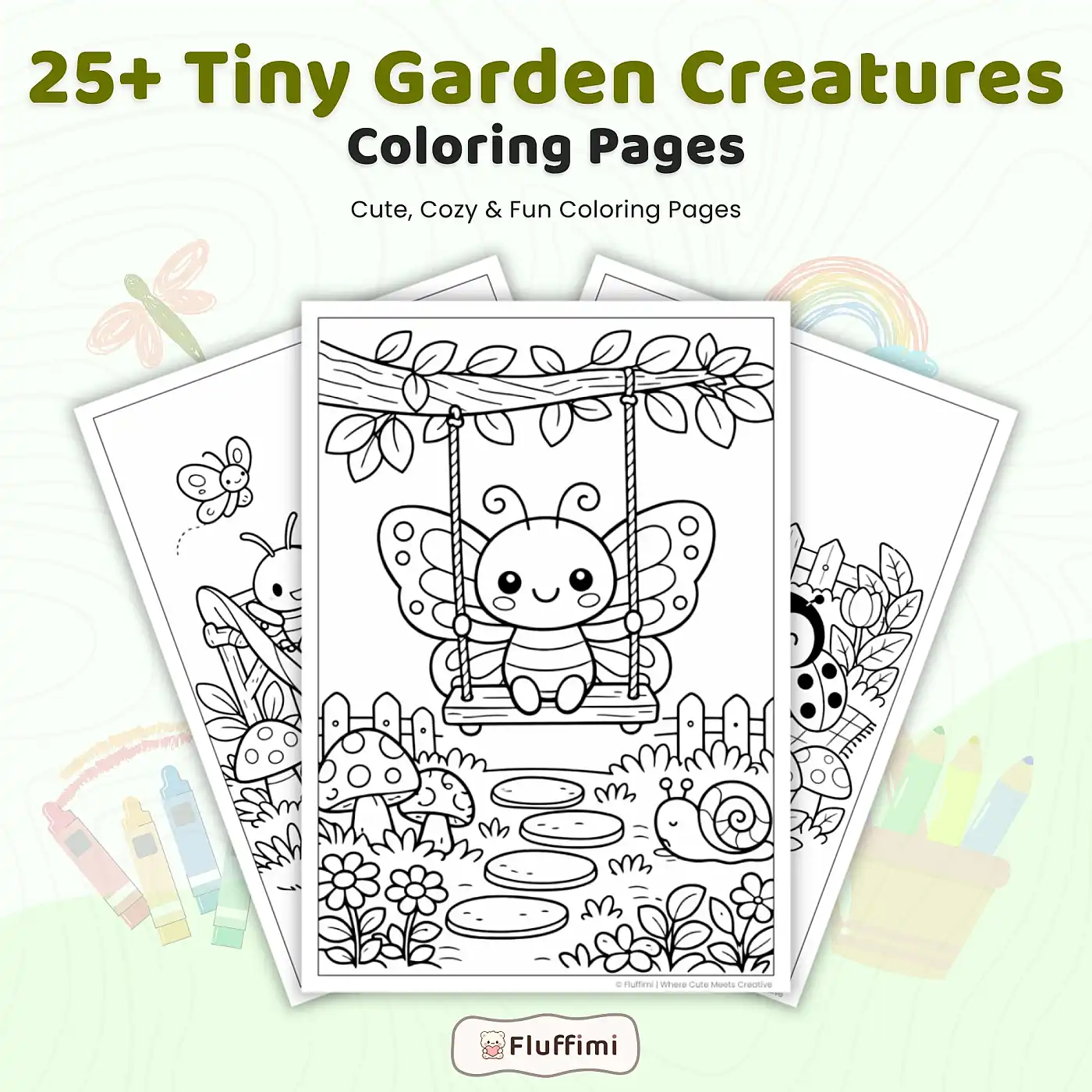 25+ Tiny Garden Creatures Coloring Pages – Cute Garden Critters, Bugs, Insects & Fairy Garden Scenes