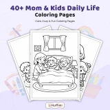 40+ Mom and Kids Daily Life Coloring Pages – Family Routine & Mother Child Activity Scenes