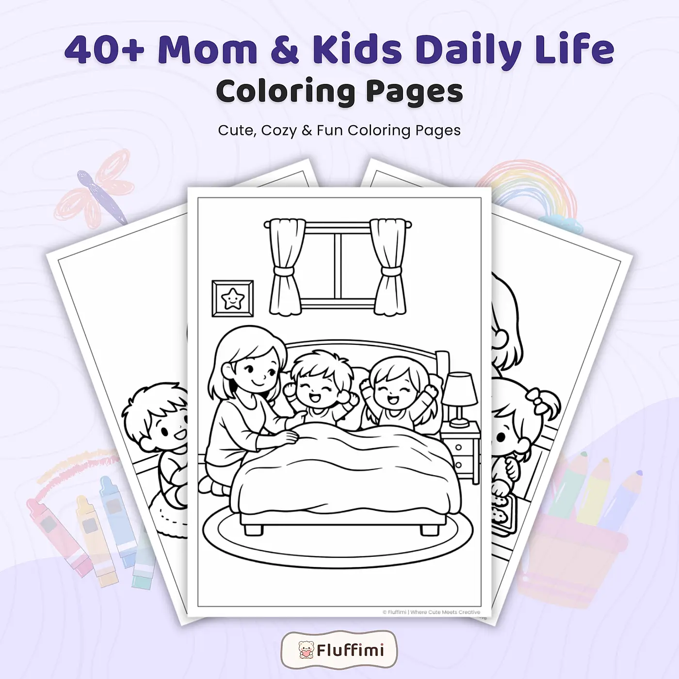 40+ Mom and Kids Daily Life Coloring Pages – Family Routine & Mother Child Activity Scenes