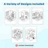 45+ Cozy Corner Coloring Pages for Adults & Teens | Relaxing Home and Comfy Room Coloring Book