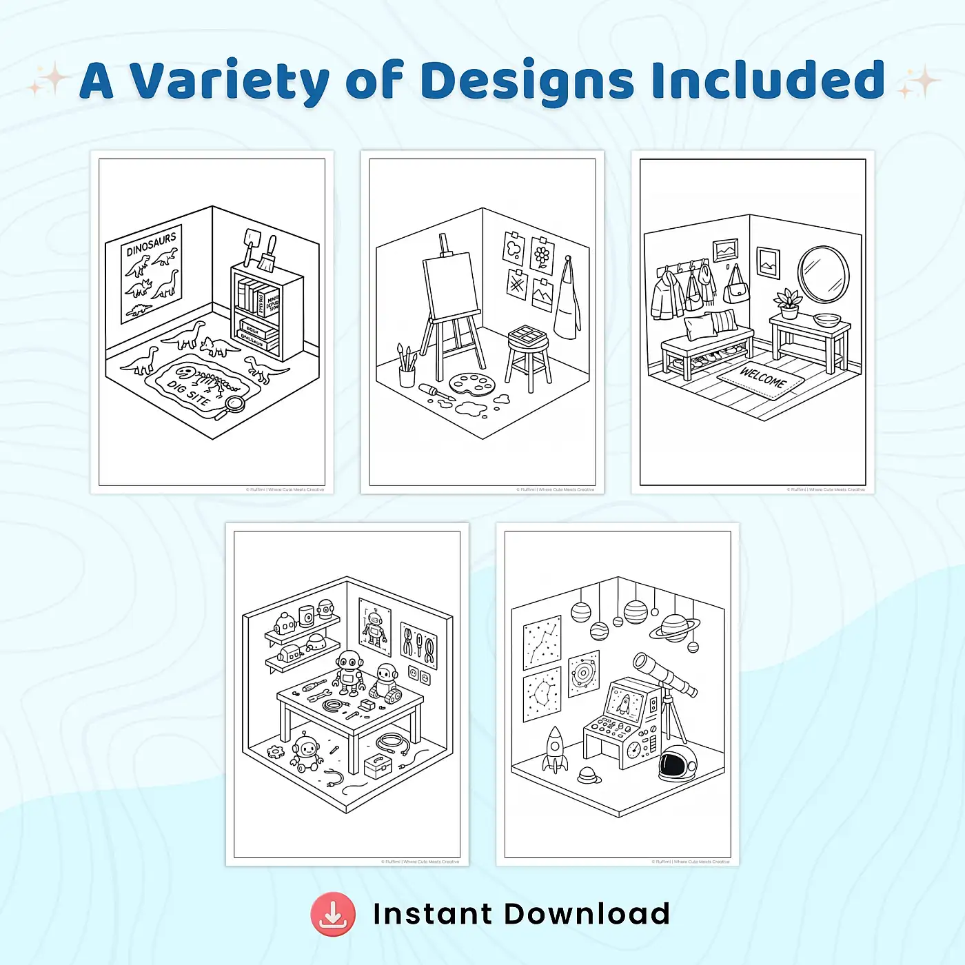 45+ Cozy Corner Coloring Pages for Adults & Teens | Relaxing Home and Comfy Room Coloring Book