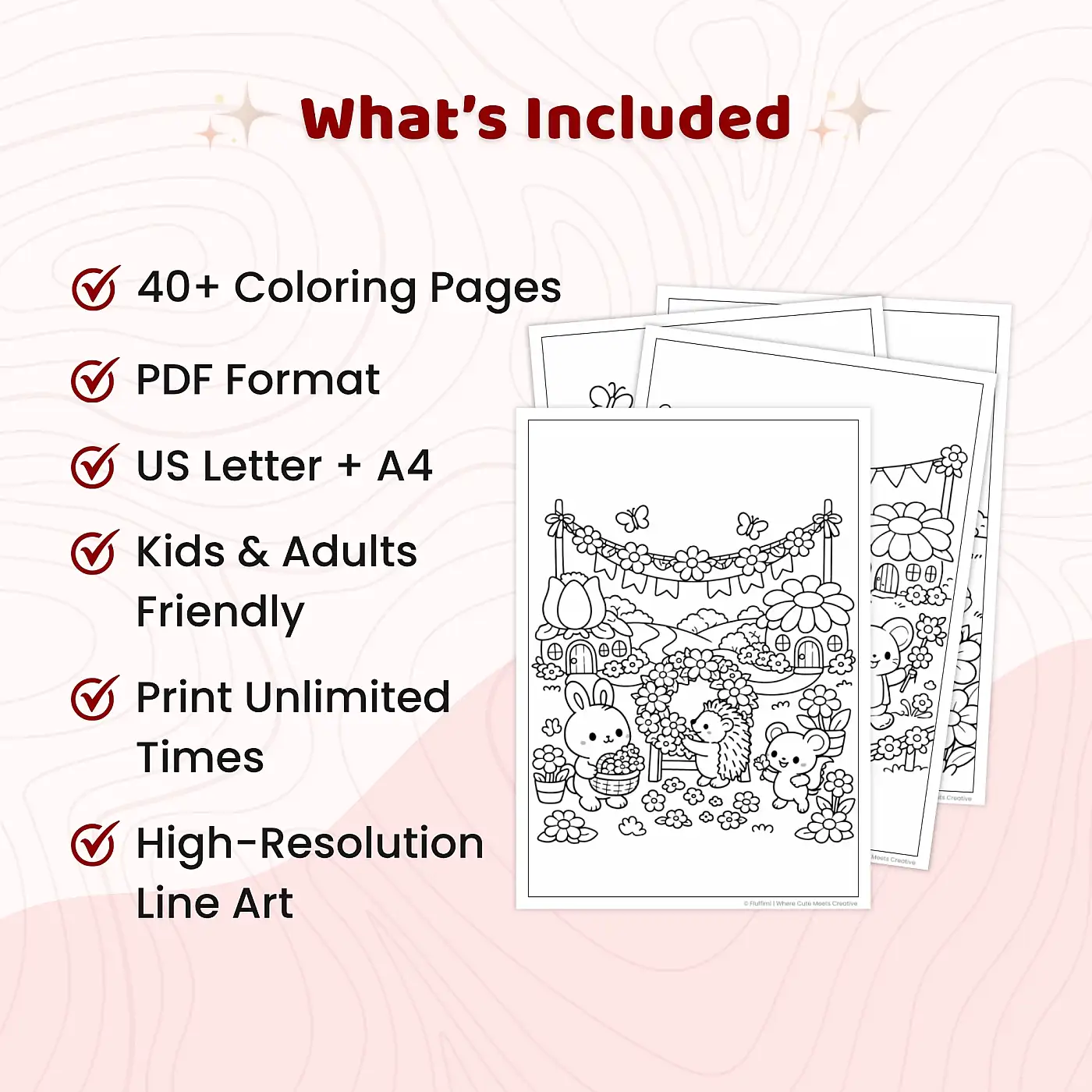 40+ Blooming Flower Village Coloring Pages, Floral Cottage & Garden Animal Scenes Printable Spring Village PDF