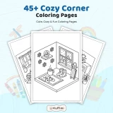 45+ Cozy Corner Coloring Pages for Adults & Teens | Relaxing Home and Comfy Room Coloring Book