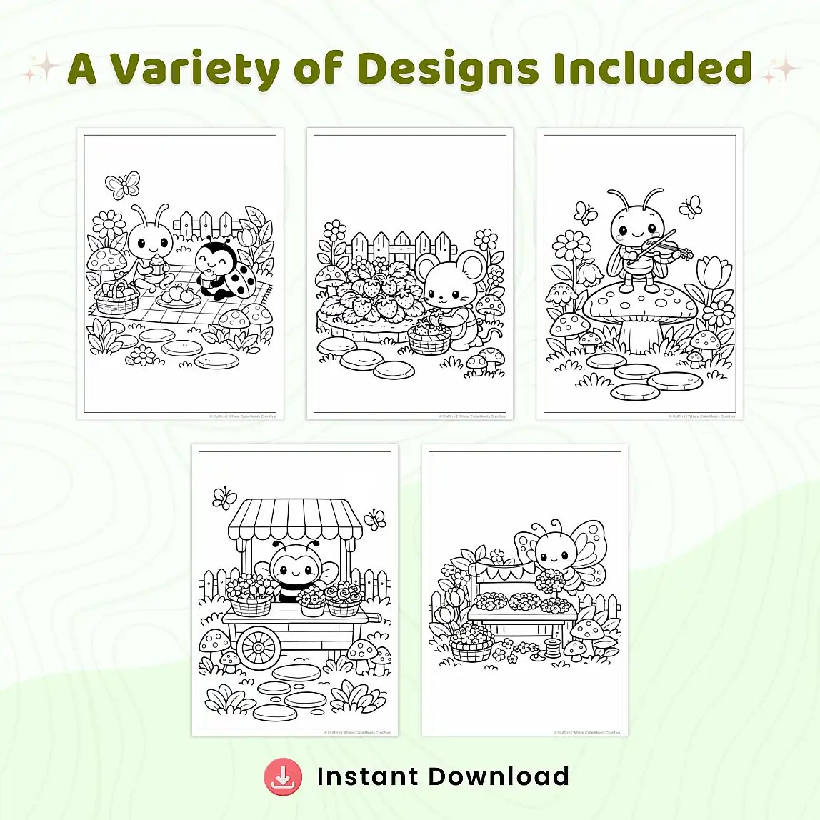 25+ Tiny Garden Creatures Coloring Pages – Cute Garden Critters, Bugs, Insects & Fairy Garden Scenes