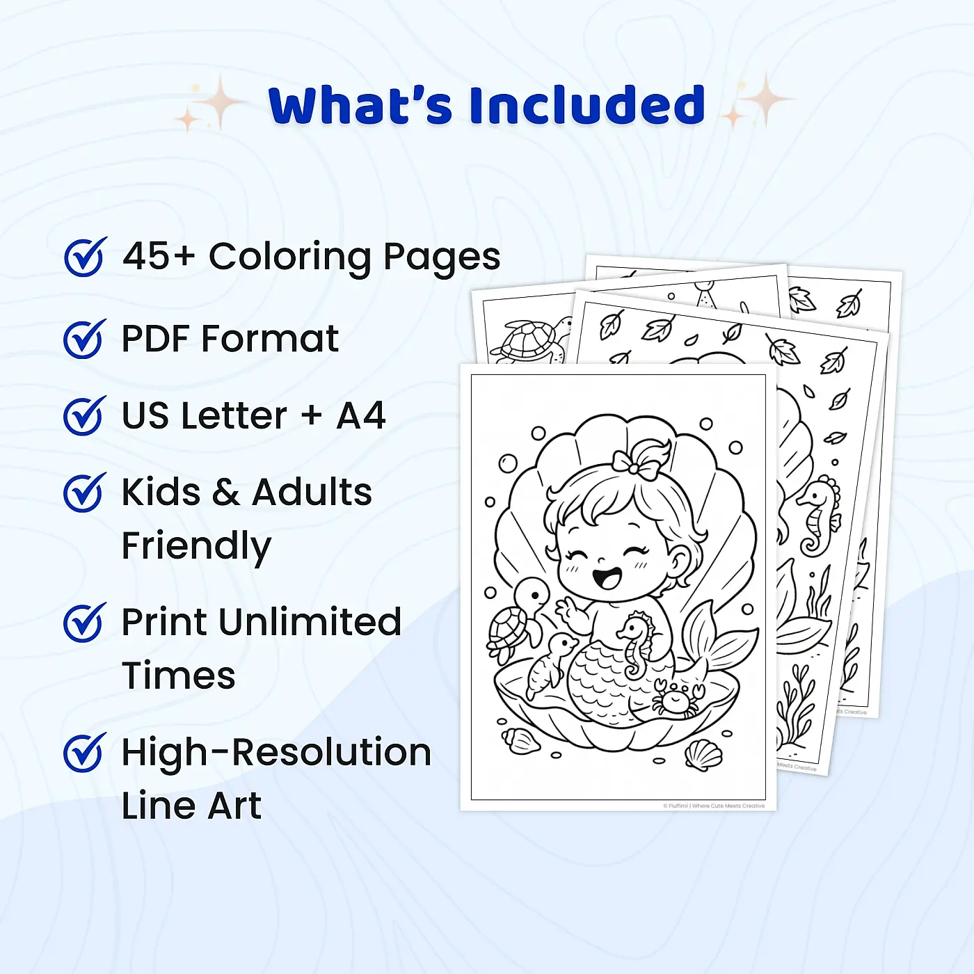 45+ Mermaid Coloring Pages for Kids, Teens & Adults – Cute Cozy Ocean Fantasy Coloring Book