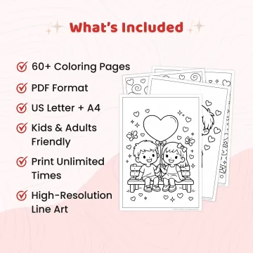 60+ Valentine's Day Coloring Pages for Kids – Heart & Friendship Printable Coloring Book