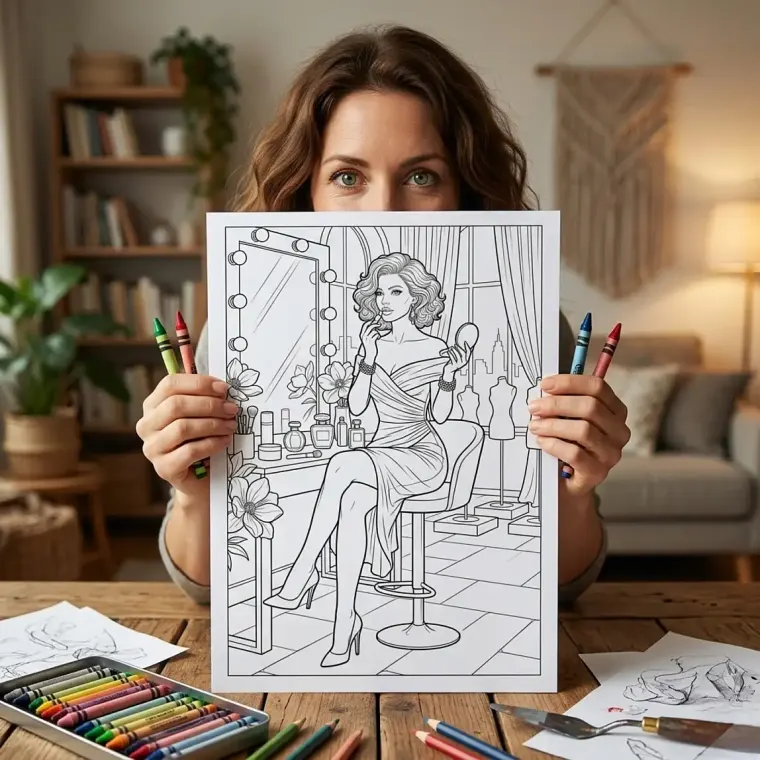 Freebie Fashion Girl Model Life Coloring Pages