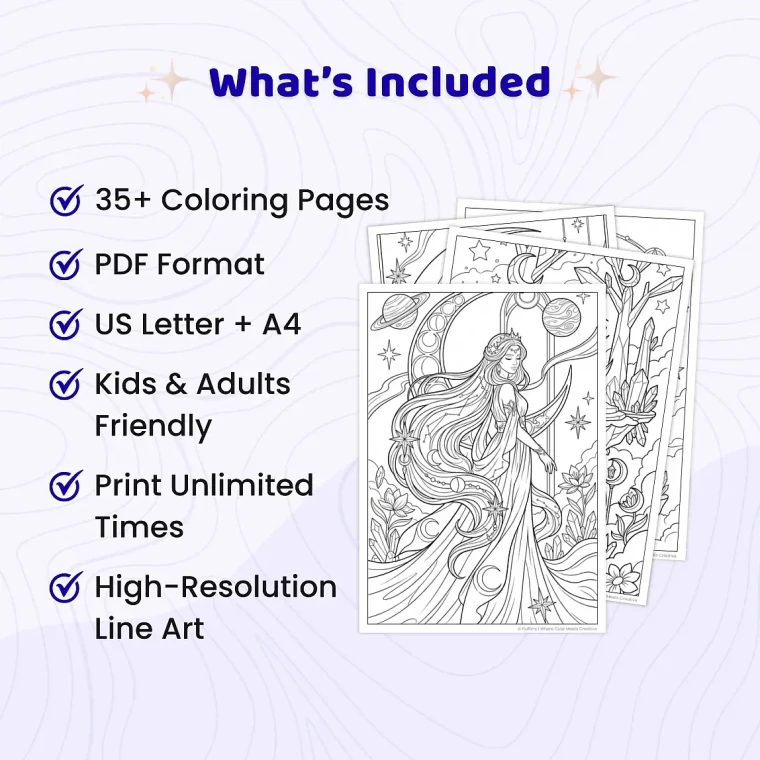 Freebie Space Magical & Celestial World Coloring Pages