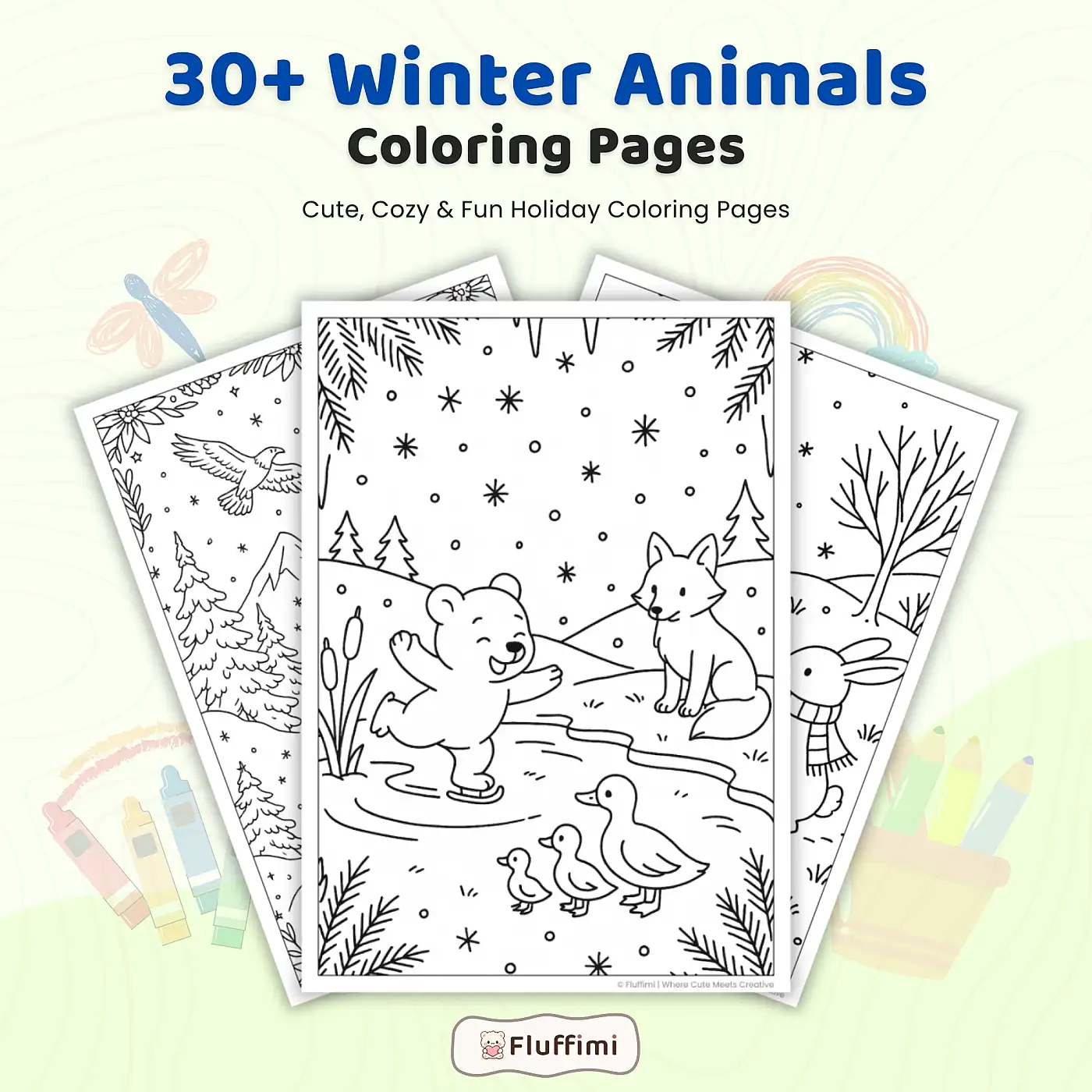 30+ Winter Animals Coloring Pages Printable PDF for Kids & Adults