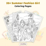 Freebie Summer Fashion Girl Coloring Pages