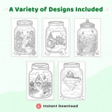 Freebie Peaceful Jar Relaxing Scenes Coloring Pages