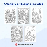 45+ Mermaid Coloring Pages for Kids, Teens & Adults – Cute Cozy Ocean Fantasy Coloring Book