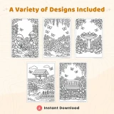 45+ Spring Garden Coloring Pages, Flower Garden Scenes, Cozy Nature Gardens and Gardening Activities Printable PDF