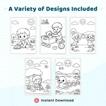 35+ Sunny Spring Days Coloring Pages, Kids Outdoor Fun Activities, Nature and Springtime Coloring Book PDF