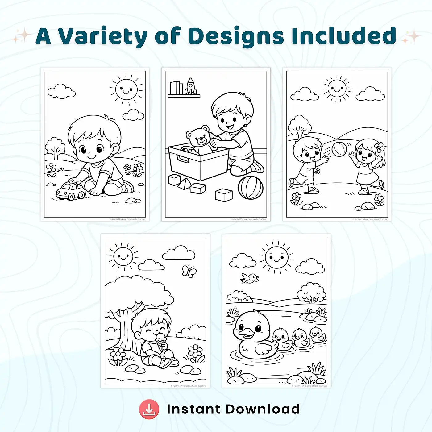 35+ Sunny Spring Days Coloring Pages, Kids Outdoor Fun Activities, Nature and Springtime Coloring Book PDF