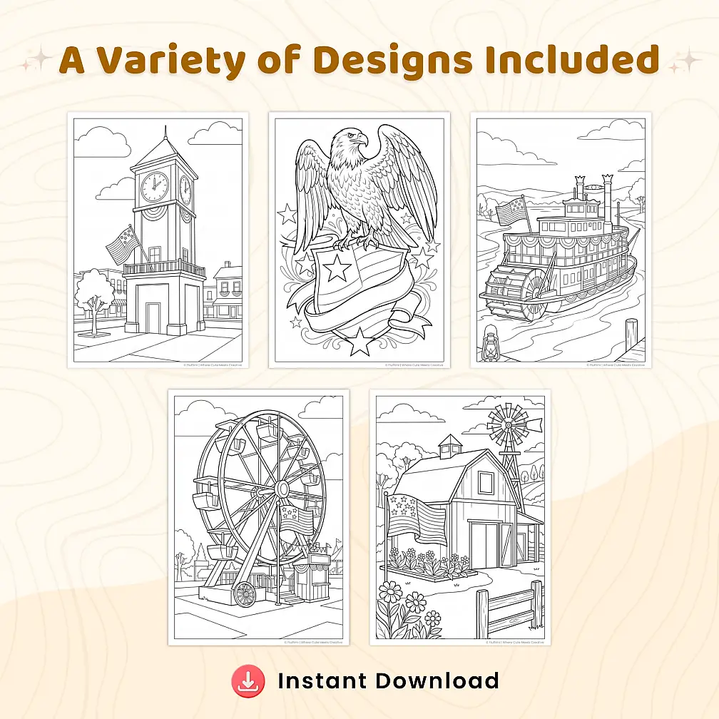 Free Patriotic Coloring Pages for Adults | American Flag & USA Heritage Designs