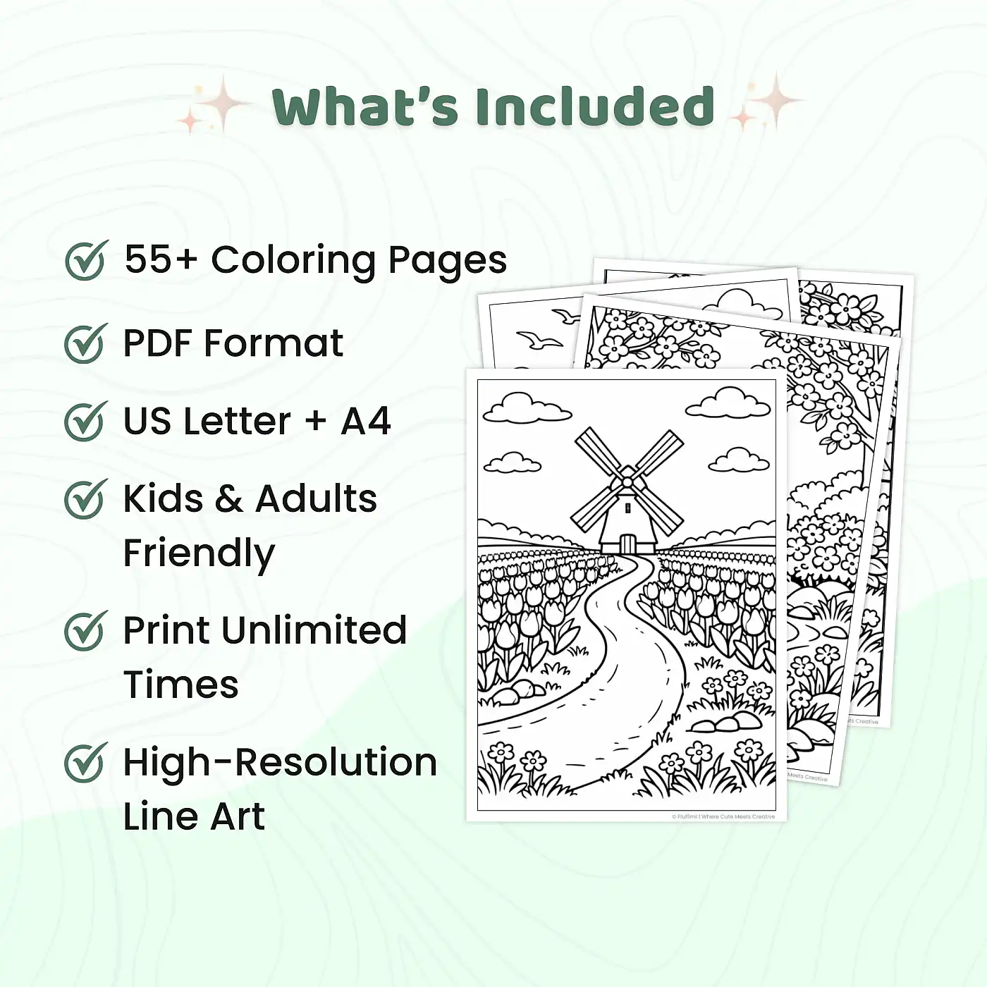 55+ Spring Scenery Coloring Pages – Scenic Nature Landscapes and Countryside Designs Printable PDF