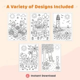 Summer Coloring Pages Printable PDF Bundle for Kids, Teens & Adults