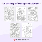 45+ Manga Coloring Pages for Kids and Adults, Cute Anime Girls, Fantasy Fairies Coloring Book PDF