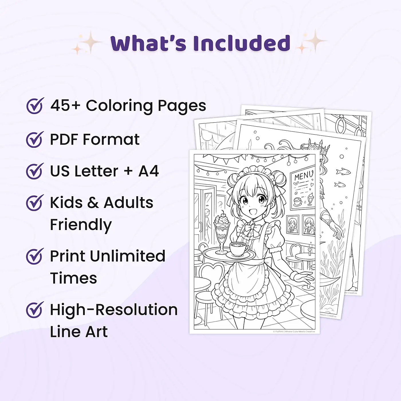 45+ Manga & Anime Fantasy Coloring Pages Bundle – Cute Girls and Fairy Designs