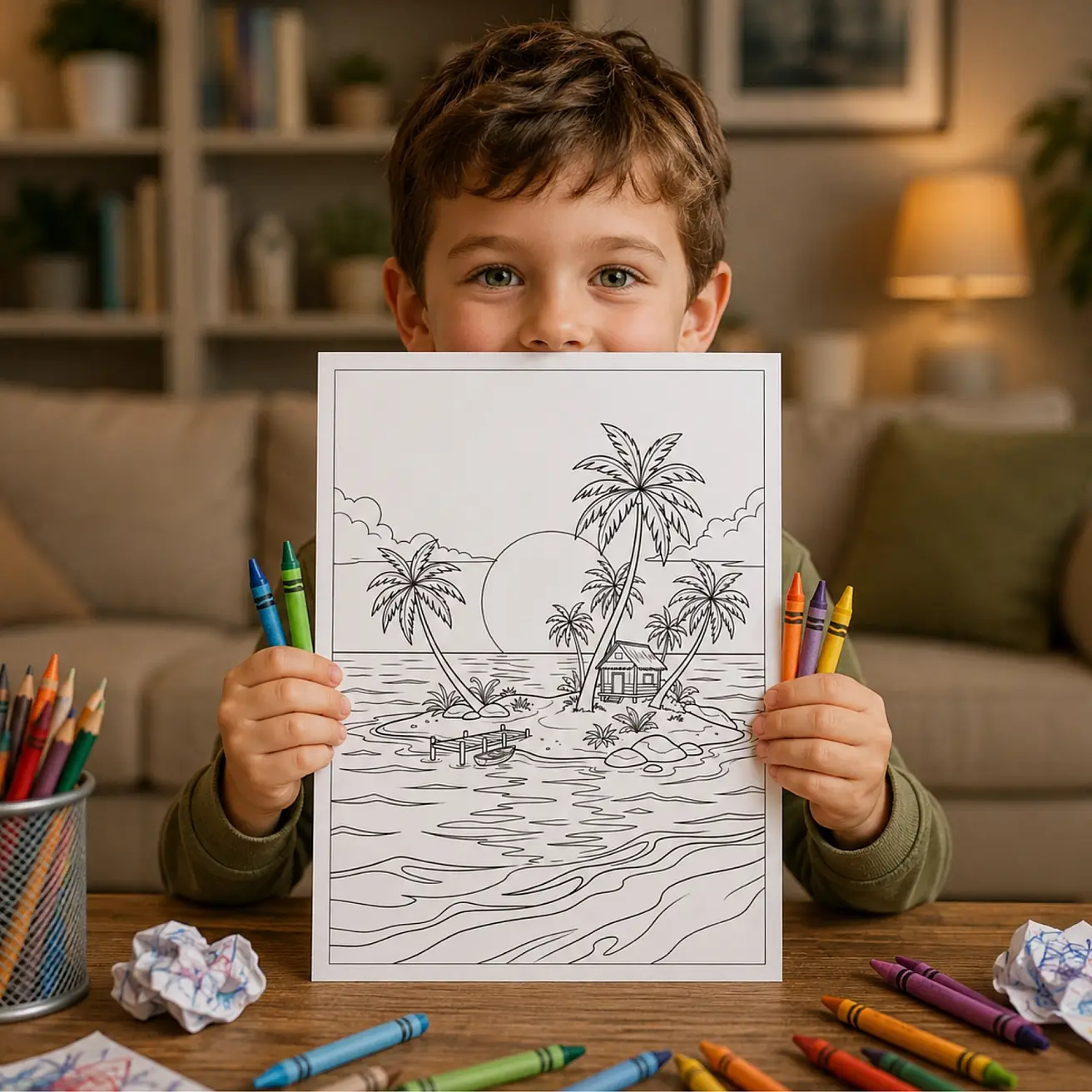 Free Beach Sunset Coloring Pages for Kids Printable